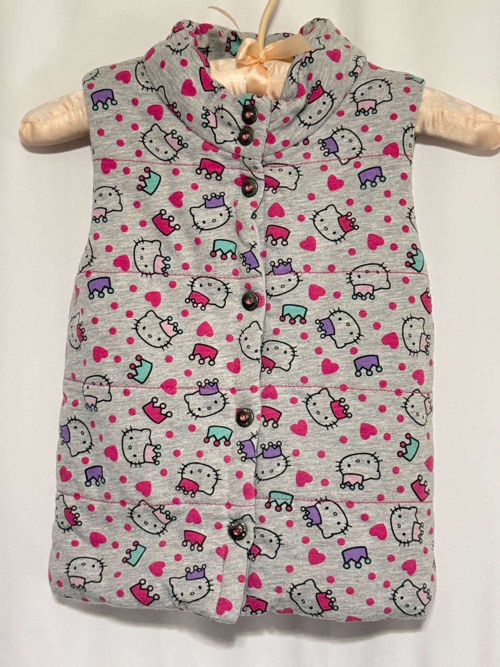 Princess by Hello Kitty Girl’s 6 Sleeveless Quilted Jeweled Snap-Button Vest
